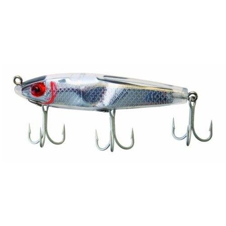 Mirrolure Classic Series Twitchbait, 3 58, 38 Oz, 3D Eyes, Silver ScaleClear, Floating 7M-S